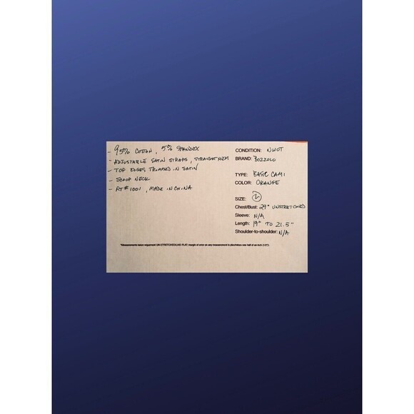 BOZZOLO Basic Cami Camisole Tank Top, BURNT ORANGE, Women's Size Large, NWOT - Picture 7 of 7